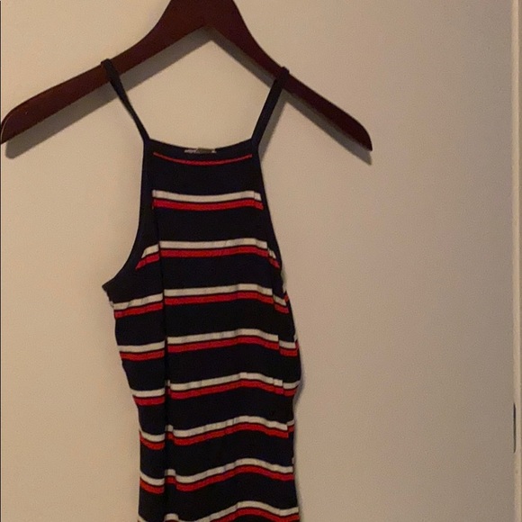 Stripes stretchy midi dress with side slit - Picture 2 of 2